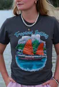 T-shirt dopasowany Sail into the Tropics